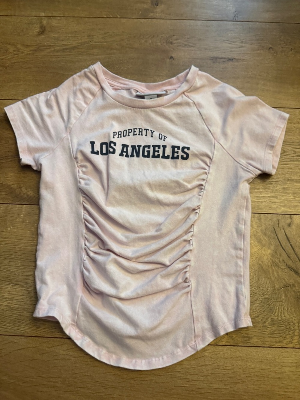 Girls Pink 'Property of Los Angeles' Ruched Front Tee